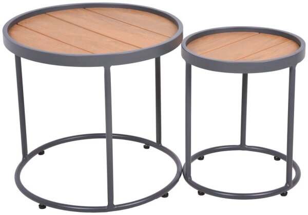 Garden Pleasure SILEA Beistelltische-Set rund Kunststoff anthrazit, 1 Set