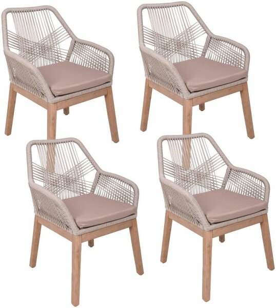 Garden Pleasure Gartenstühle mit Armlehnen POMONA beige, Holz, 4 St.