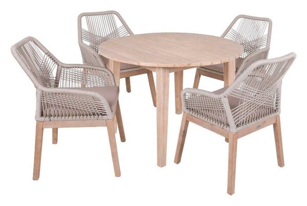 Garden Pleasure Sitzgruppe ARVADA/POMONA beige, natur Holz, 5-teilig