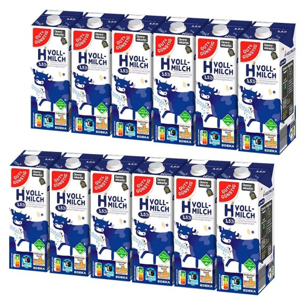 GUT&GÜNSTIG H-Vollmilch Milch 3,5 % 12x 1,0 l