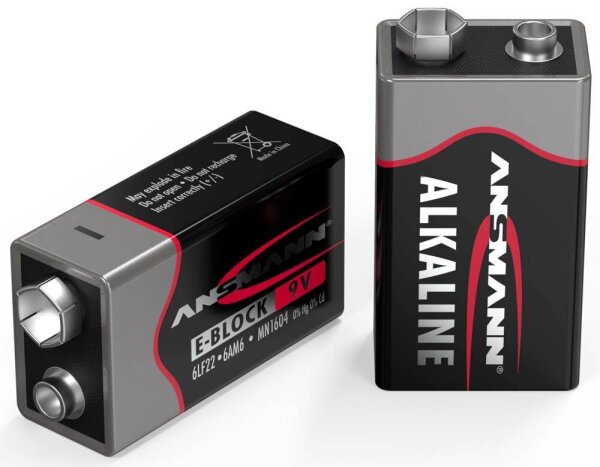ANSMANN Batterien Red Alkaline Alkali-Mangan E-Block 9,0 V, 2 St.