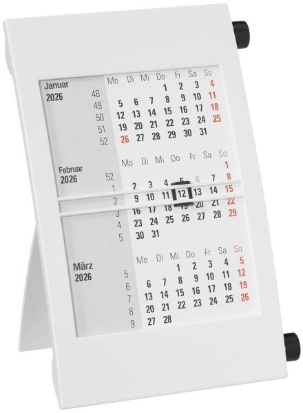 Tischkalender Drehkalender 2026/2027 weiß/schwarz, 1 St.  ( 5000 WEIß/SCHWARZ )