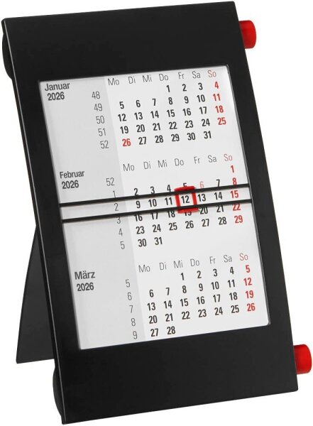 Tischkalender Drehkalender 2026/2027 schwarz/rot, 1 St.