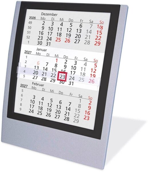 Tischkalender Einsteckkalender 2026/2027 grau/schwarz, 1 St.  ( 5038 GRAU/SCHWARZ )