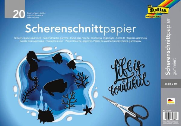 folia Scherenschnittpapier gummiert schwarz 105 g/qm 20 Bogen