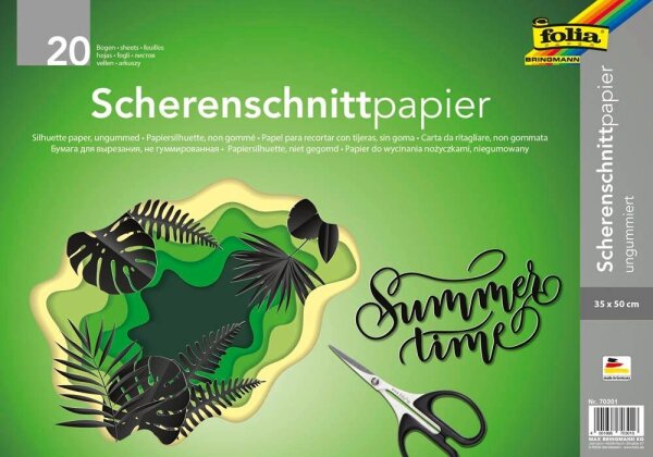 folia Scherenschnittpapier ungummiert schwarz 90 g/qm 20 Bogen