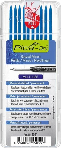 Pica Dry Wasserstrahl 4041 Ersatzminen für Tieflochmarker-Bleistift blau 2,8 mm, 10 St.