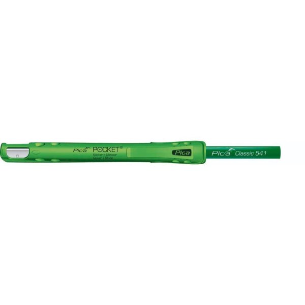 Pica Pocket Bundle Steinhauerstift 505/02 Bleistiftköcher-Set mit integriertem Spitzer grün, 1 Set