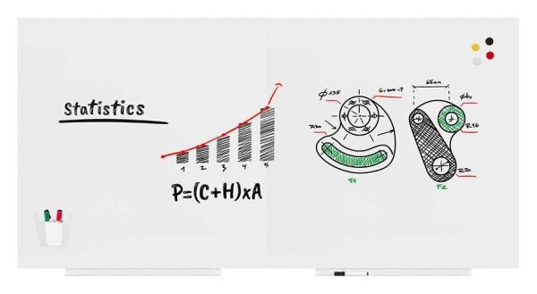 rocada Whiteboard PRO Skin 200,0 x 100,0 cm weiß Stahl