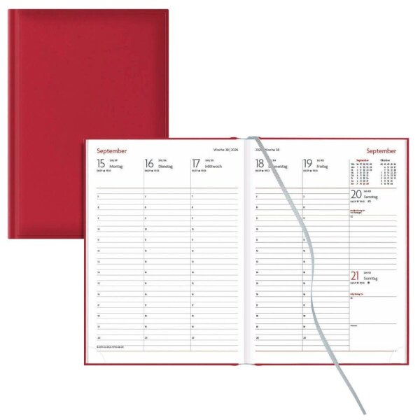 Lediberg Buchkalender Wochenplaner 2026 weinrot, 1 St.  ( 942-2-261 )