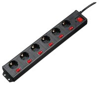 hama 6+1 XL 6-fach Steckdosenleiste mit Überspannungsschutz 1,4 m schwarz