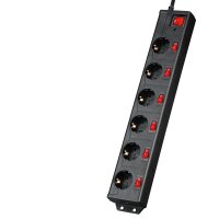 hama 6+1 XL 6-fach Steckdosenleiste mit Überspannungsschutz 1,4 m schwarz