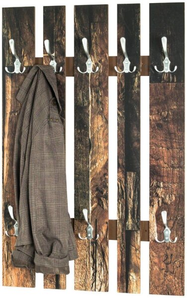 HAKU Möbel Wandgarderobe 19889 Holzmaserung Holz 8 Haken 65,0 x 100,0 cm, 1 St.