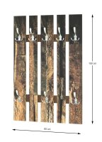 HAKU Möbel Wandgarderobe 19889 Holzmaserung Holz 8 Haken 65,0 x 100,0 cm, 1 St.