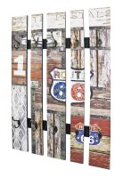 HAKU Möbel Wandgarderobe 32850 Route 66 Holz 10 Haken 65,0 x 100,0 cm, 1 St.