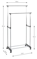 HAKU Möbel Rollgarderobe 44535 schwarz Metall 80,0 x 96,0-165,0 cm, 1 St.