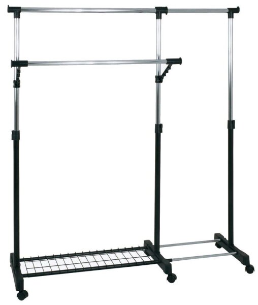 HAKU Möbel Rollgarderobe 44545 schwarz Metall 94,0-160,0 x 103,0-170,0 cm, 1 St.