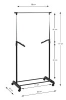 HAKU Möbel Rollgarderobe 44534 schwarz Metall 81,0 x 100,0-177,0 cm, 1 St.
