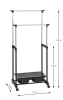 HAKU Möbel Rollgarderobe 44577 schwarz Metall 71,0 x...