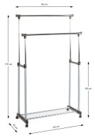 HAKU Möbel Rollgarderobe 44832 schwarz Metall 95,0 x 95,0-170,0 cm, 1 St.