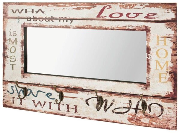 HAKU Möbel Wandgarderobe 89941 Vintage Holz 4 Haken 80,0 x 52,0 cm, 1 St.