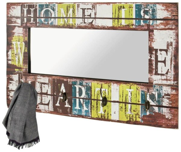 HAKU Möbel Wandgarderobe 89992 Schriftzug Holz 4 Haken 80,0 x 52,0 cm, 1 St.