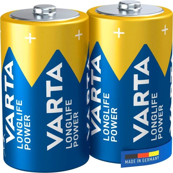 VARTA Batterien LONGLIFE Power Alkali-Mangan Mono D 1,5 V, 2 St.