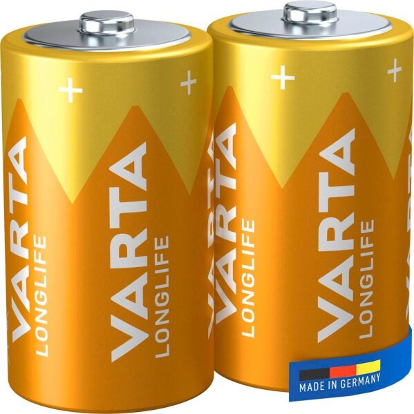 VARTA Batterien LONGLIFE Alkali-Mangan Mono D 1,5 V, 2 St.