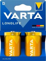 VARTA Batterien LONGLIFE Alkali-Mangan Mono D 1,5 V, 2 St.