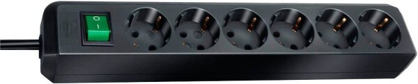 brennenstuhl Eco-Line 6-fach Steckdosenleiste mit Schalter 1,5 m schwarz