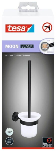 tesa WC-Garnitur MOON schwarz, Glas Metall, 1 St.