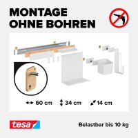tesa Küchen-Organizer Kombi Set L weiß 86,5 x 14,0 x 34,0 cm, 1 Set