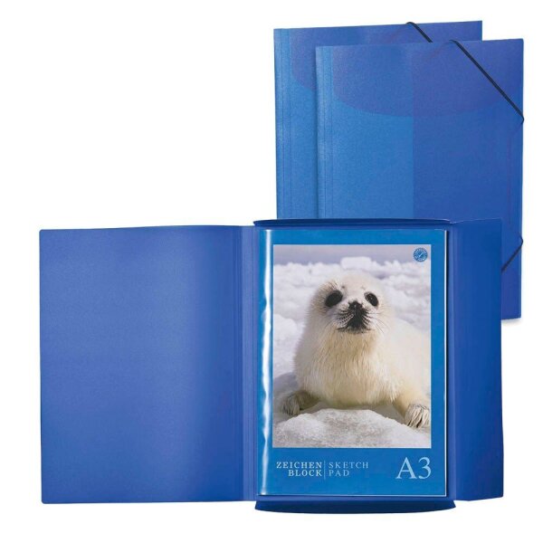 HERMA Zeichenmappen DIN A3 dunkelblau transparent, 3 St.