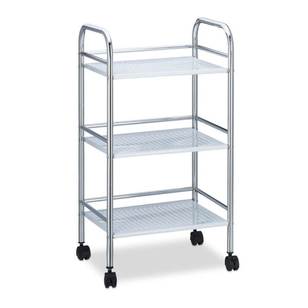 relaxdays Etagenwagen silber 40,5 x 31,0 x 75,0 cm