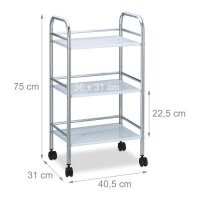 relaxdays Etagenwagen silber 40,5 x 31,0 x 75,0 cm