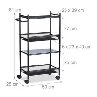 relaxdays Etagenwagen schwarz 50,0 x 25,0 x 81,0 cm