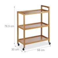 relaxdays Servierwagen braun 58,0 x 30,0 x 76,5 cm