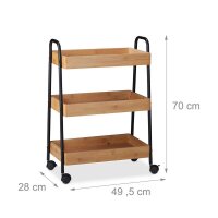 relaxdays Servierwagen braun, schwarz 49,5 x 28,0 x 70,0 cm