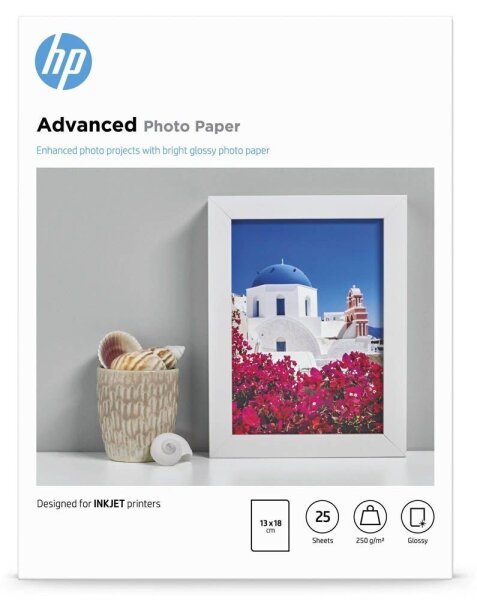 HP Fotopapier Q8696A 13,0 x 18,0 cm glänzend 250 g/qm 25 Blatt