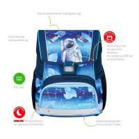 herlitz Schulranzen-Set Loop Plus Cosmic Explorer Kunstfaser grün