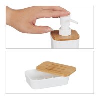 relaxdays Badaccessoires-Set weiß/braun, 1 Set