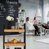 relaxdays Servierwagen braun, schwarz 37,0 x 34,0 x 69,5 cm