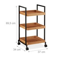 relaxdays Servierwagen braun, schwarz 37,0 x 34,0 x 69,5 cm