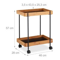 relaxdays Servierwagen braun, schwarz 46,0 x 28,0 x 57,0 cm