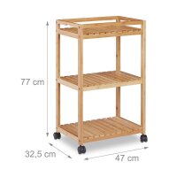 relaxdays Servierwagen braun 47,0 x 32,5 x 77,0 cm
