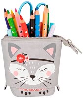 herlitz Stiftehalter Kitty grau Kunststoff 14,0 x 7,5 x 18,5 cm