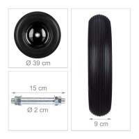 relaxdays Schubkarrenrad Vollgummi schwarz Stahl Felgen, Achse 2,0 cm  ( 10022852_1227 )