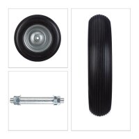 relaxdays Schubkarrenrad Vollgummi schwarz Stahl Felgen, Achse 2,0 cm  ( 10022852_957 )