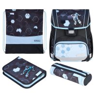 herlitz Schulranzen-Set Loop Plus Cyber Soccer Kunstfaser...