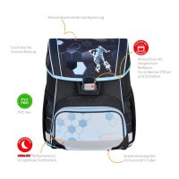 herlitz Schulranzen-Set Loop Plus Cyber Soccer Kunstfaser grün